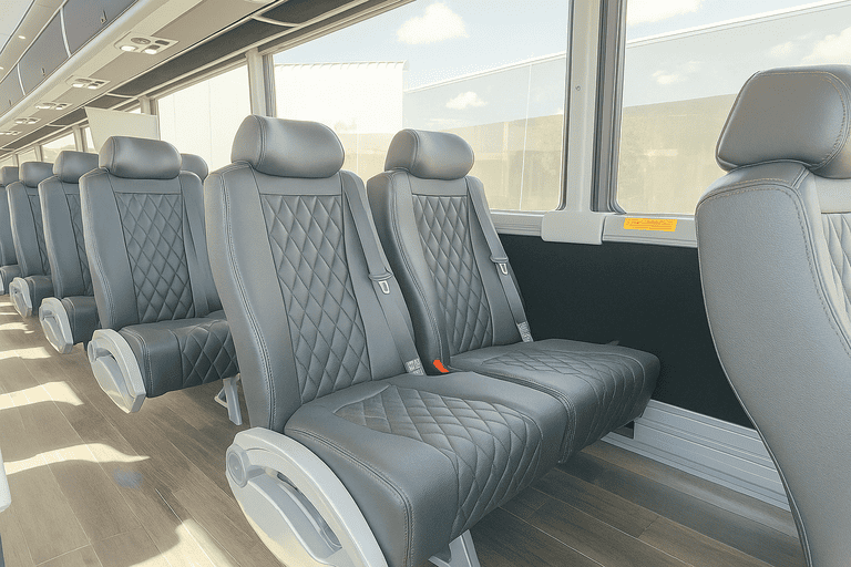 interior of Coach Bus Clarksville charter bus